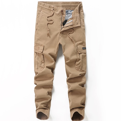 

Men's Cargo Pants Joggers Trousers Drawstring Elastic Waist Multi Pocket Solid Color Comfort Breathable Daily Holiday Streetwear 100% Cotton Sports Fashion ArmyGreen Khaki Micro-elastic