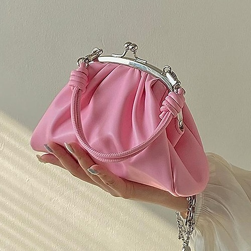 

Women's Evening Bag Top Handle Bag PU Leather Party / Evening Daily Date Pearl White fog rose