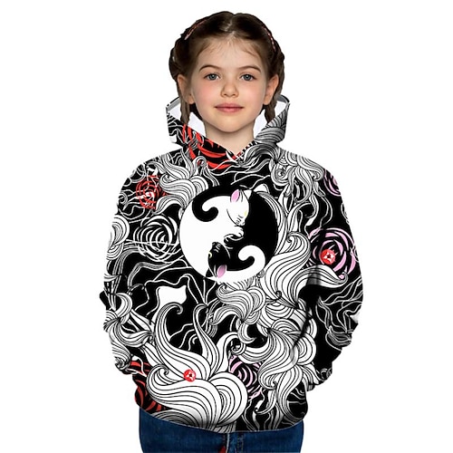 

Kids Girls' Hoodie Graphic Outdoor Long Sleeve Pocket Fashion 7-13 Years Winter Multicolor / Cute / Fall / Spring