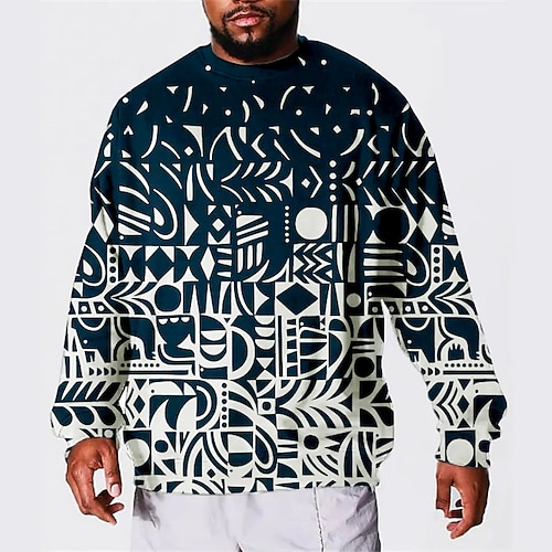 

Men's Plus Size Pullover Sweatshirt Big and Tall Graphic Crew Neck Long Sleeve Spring & Fall Basic Fashion Streetwear Comfortable Casual Sports Tops
