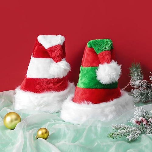 

Christmas Children Hat Christmas Gift Children Christmas Hat Christmas Stitching Red And Green Striped Plush Hat