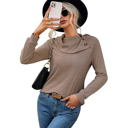 

autumn winter fashion women's loose solid color long-sleeved knitted sweaters