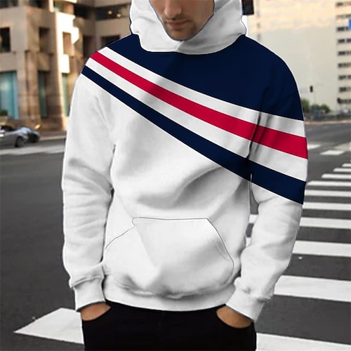 

Homme Sweat à capuche Vert Noir bleu marine Capuche Rayure Imprimés Photos Imprimer du quotidien Des sports 3D effet basique Vêtement de rue Design Printemps Automne Vêtement Tenue Pulls Capuche