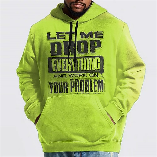 

Men's Plus Size Pullover Hoodie Sweatshirt Big and Tall Letter Hooded Long Sleeve Spring & Fall Basic Fashion Streetwear Comfortable Daily Wear Vacation Tops