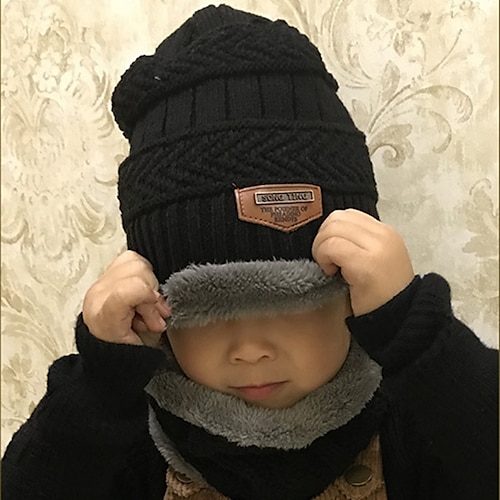 

Kid's Slouchy Beanie Hat Winter Warm Set Outdoor Daily Solid / Plain Color Spandex Cotton Sports & Outdoors Simple Warm Outdoor 1 set