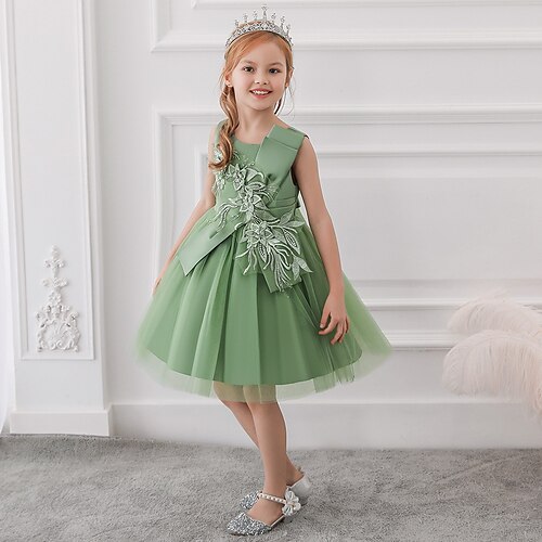 

Toddler Girls' Dress Floral Party Dress Knee-length Dress Formal Ruched Sleeveless Fashion Dress 3-7 Years Spring Green Red Navy Blue / Cute / Summer