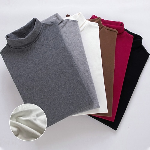 

Men's T shirt Tee Turtleneck shirt Solid Color Rolled collar Stand Collar Wine Light gray Dark Gray Coffee White Holiday Vacation Long Sleeve Clothing Apparel Cotton Lightweight Casual Comfortable