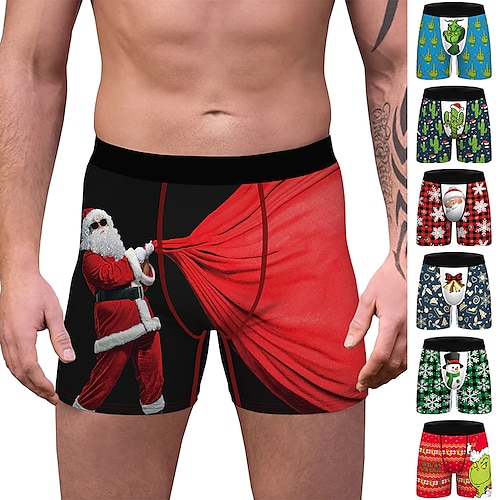 

Christmas Gift Boxer Briefs Underwear Men's Christmas Christmas Carnival Masquerade Christmas Eve Adults Party Christmas Polyester