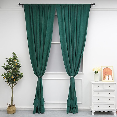 

nordic light luxury curtain bedroom thickening living room finished baby velvet blackout velvet cloth high-grade solid color belt skirt