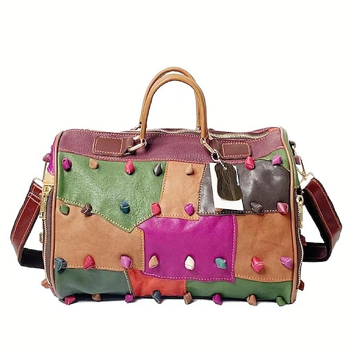 

women's bagstrend handbags stitching cowhide contrast color beanbags diagonal cross bags