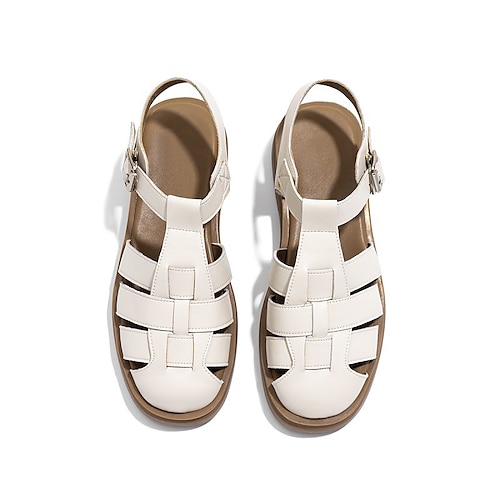 

Women's Sandals Gladiator Sandals Roman Sandals Buckle Chunky Heel Round Toe Vintage Elegant Minimalism Outdoor Daily Work Faux Leather Buckle Summer Solid Colored Beige Black