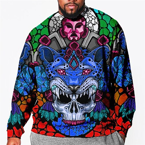 

Men's Plus Size Pullover Sweatshirt Big and Tall Graphic Crew Neck Long Sleeve Spring & Fall Basic Fashion Streetwear Comfortable Casual Sports Tops