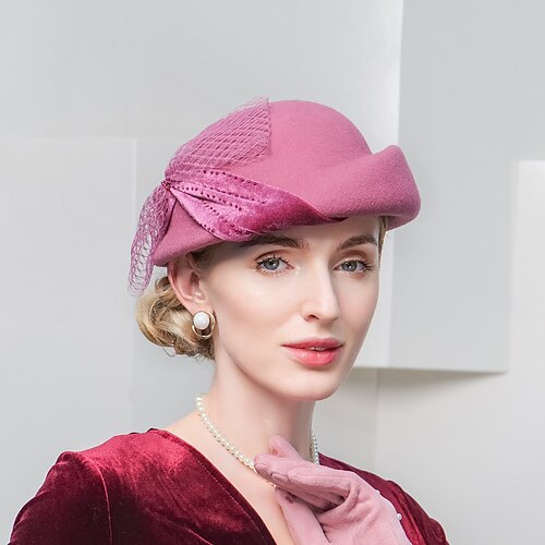 

Vintage Style Elegant 100% Wool / Velvet Hats with Bowknot / Beading / Trim 1PC Casual / Holiday Headpiece