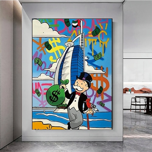 

Handmade Hand Painted Oil Painting Wall Street Art Modern Abstract Alec Monopoly Painting Home Decoration Decor Rolled Canvas No Frame Unstretched