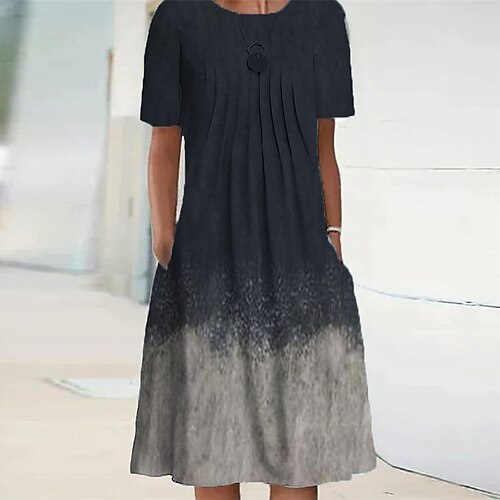 

Women's Casual Dress Shift Dress Blue Wine Gray Short Sleeve Color Gradient Pocket Spring Summer Crew Neck 2022 S M L XL XXL 3XL