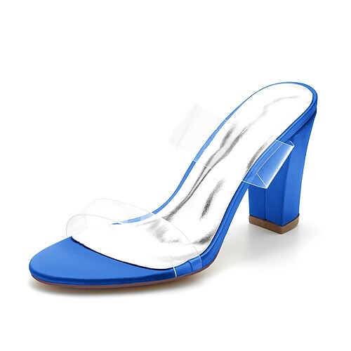 

Women's Wedding Shoes Wedding Party Dress Shoes Clear Shoes Bridal Shoes Bridesmaid Shoes Summer Chunky Heel Open Toe Elegant Minimalism Sweet Satin PVC Loafer Solid Colored Black Purple Gold