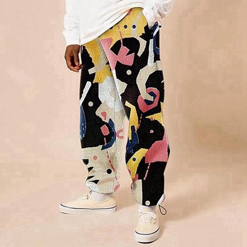 

Men's Sweatpants Fleece Pants Trousers Winter Pants Drawstring Solid Color Full Length Cotton Blend Casual 1 2