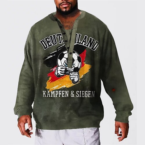 

Men's Sweatshirt Pullover Army Green Standing Collar Football Graphic Prints Print Daily Sports Going out 3D Print Plus Size Basic Designer Casual Spring & Fall Clothing Apparel Compass Hoodies