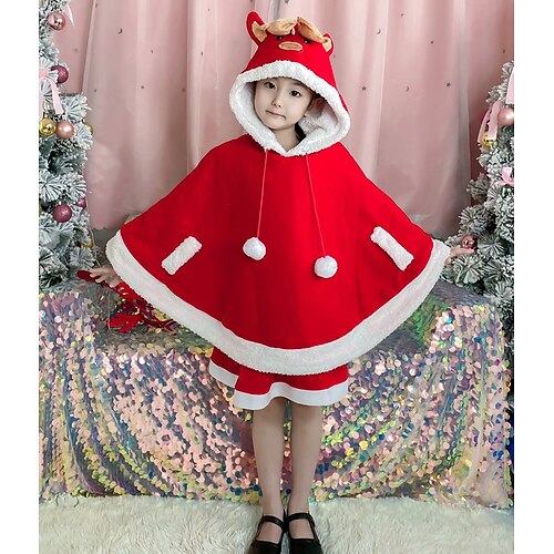 

Santa Claus Mrs.Claus Dress Santa Suits Girls' Christmas Christmas Christmas Eve Kid's Party Christmas Polyester Dress Cloak