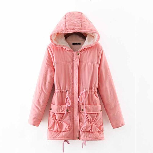 

Women's Winter Jacket Winter Coat Parka Warm Breathable Outdoor Daily Wear Vacation Going out Pocket Fleece Lined Zipper Hoodie Active Casual Comfortable Solid Color Regular Fit Outerwear Long Sleeve