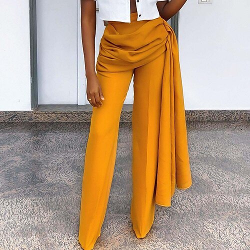 

Women's Pants Trousers Blue Yellow khaki Fashion Street Casual Full Length Comfort Plain S M L XL 2XL
