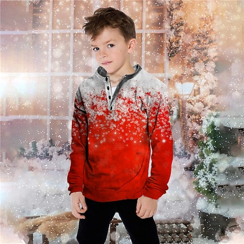 

Kids Boys Sweatshirt Pullover Graphic Long Sleeve Button Children Top Casual Sweatshirt Fashion Cute Wine Winter 7-13 Years / Fall