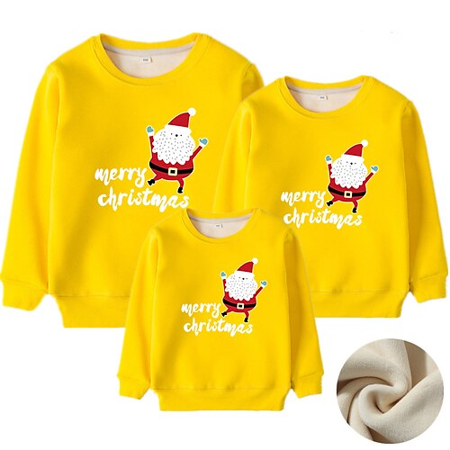 

Family Ugly Christmas Sweatshirt Pullover Letter Santa Claus Casual Yellow Red Black Long Sleeve Daily Matching Outfits