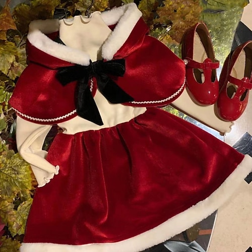 

Kids Girls' Christmas Dress Solid Colored A Line Dress Christmas Vacation Red Asymmetrical Long Sleeve Princess Beautiful Dresses Christmas Spring Summer Regular Fit 2-8 Years