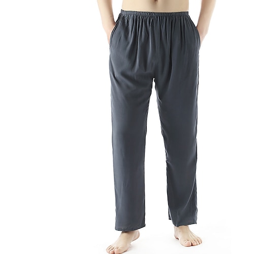 

Men's Loungewear Pajama Pant Lounge Pants Pure Color Simple Home Daily Rayon Breathable Long Pant Pant Elastic Waist Summer Black Yellow