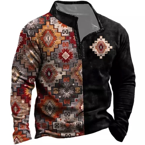 

Men's Zip Up Sweatshirt Pullover Green Blue Purple Orange Gray Half Zip Color Block Graphic Prints Zipper Print Daily Sports 3D Print Basic Designer Ethnic Spring & Fall Clothing Apparel Hoodies