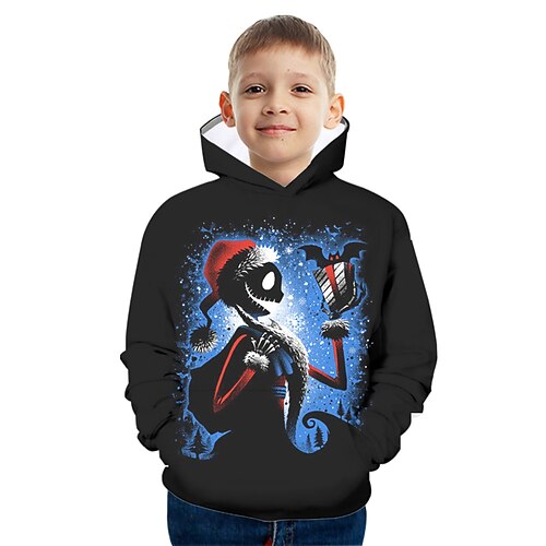 

Kids Boys Ugly Christmas Hoodie Pullover Graphic Santa Claus Long Sleeve Pocket Children Top Outdoor Hoodie Active Fashion Black Winter 7-13 Years Fall Spring