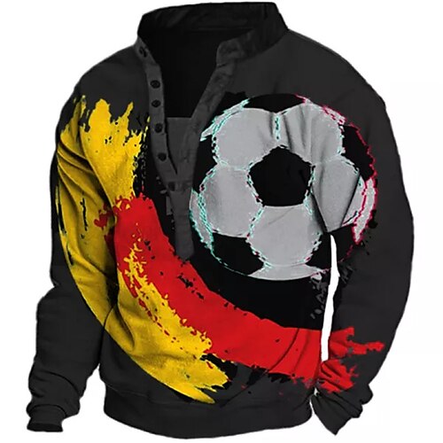 

Men's Sweatshirt Pullover Black Standing Collar Football Graphic Prints Print Casual Daily Sports 3D Print Streetwear Designer Casual Spring & Fall Clothing Apparel World Cup Hoodies Sweatshirts