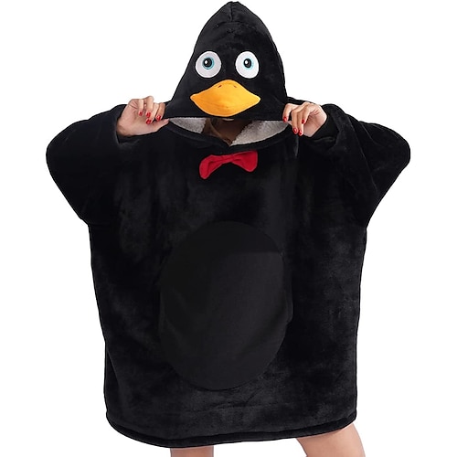 

Adults' Oversized Hoodie Blanket Wearable Blanket With Pocket Penguin Character Onesie Pajamas Flannel Cosplay For Men and Women Carnival Animal Sleepwear Cartoon Festival / Holiday Costumes