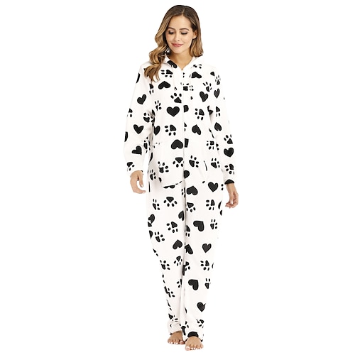 

Adults' Hoodie Kigurumi Pajamas Bathrobe Puppy Dalmatians Heart Onesie Pajamas Flannel Cosplay For Men and Women Christmas Animal Sleepwear Cartoon Festival / Holiday Costumes