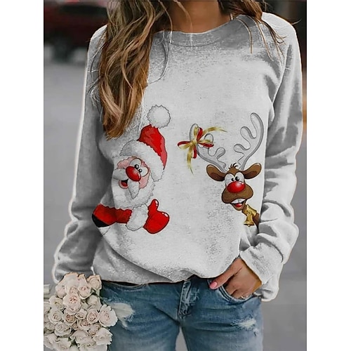 

Christmas Santa Claus Reindeer Ugly Christmas Sweater / Sweatshirt Hoodie Adults' Women's Cosplay Christmas Christmas Christmas Carnival Masquerade Festival / Holiday Polyester Red / Gray Women's Easy