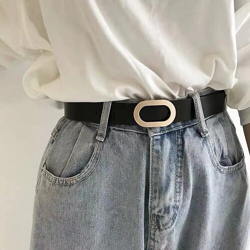

Women's Unisex PU Buckle Belt PU Leather Prong Buckle Plain Casual Classic Party Daily Brown Beige Black
