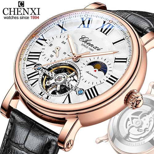 

CHENXI Brand Mens Watches Luxury Waterproof Automatic Mechanical Wristwatch Men Business Luminous Quartz Watch Leather Clock