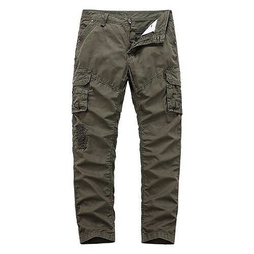 

Men's Cargo Pants Trousers Work Pants Multi Pocket Solid Colored Comfort Breathable Casual Daily Streetwear Cotton Blend Sports Fashion ArmyGreen Black Micro-elastic