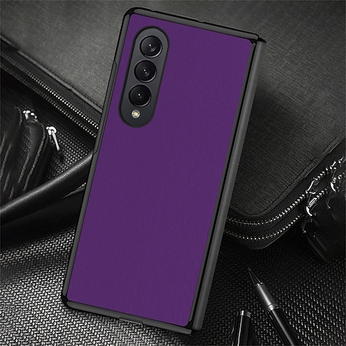 

Phone Case For Samsung Galaxy Flip Z Fold 4 Bumper Frame Full Body Protective Dustproof Solid Colored PU Leather