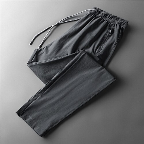 

Men's Trousers Casual Pants Drawstring Elastic Waist Straight Leg Solid Color Casual Daily Running Basic Sports Gray Black Micro-elastic / Elasticity
