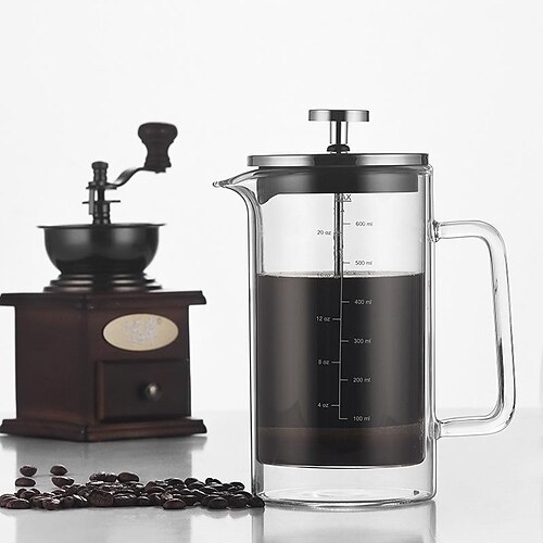 

high borosilicate glass coffee pot sharing pot double-layer glass french press pot with scale french filter pressure hand-brewed coffee pot