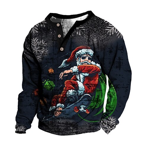 

Men's Sweatshirt Pullover Black Blue Dark Gray Red Santa Claus Graphic Prints Print Casual Daily Sports 3D Print Basic Streetwear Designer Spring & Fall Clothing Apparel Hoodies Sweatshirts