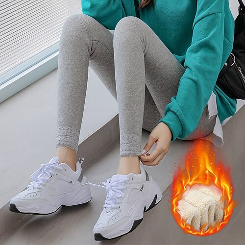 

Women's Fleece Pants Tights Leggings Thermal Underwear Fleece lined Ligth Grey Dark Grey Black High Waist Fashion Casual Daily High Elasticity Ankle-Length Thermal Warm Plain L / Skinny