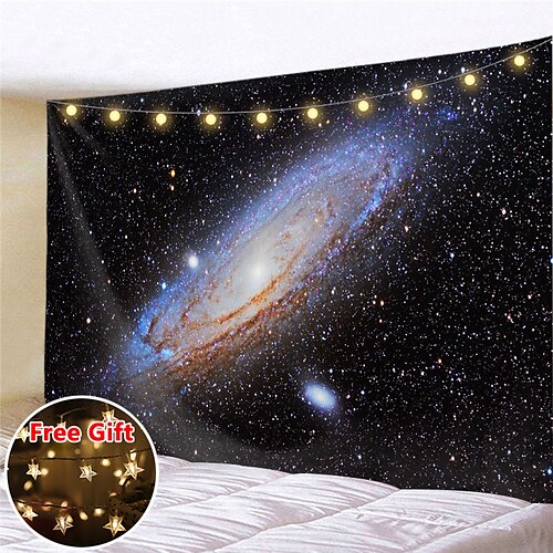 

Galaxy Universe Wall Tapestry Art Decor Blanket Curtain Picnic Tablecloth Hanging Home Bedroom Living Room Dorm Decoration Gift Polyester (with LED String Lights)