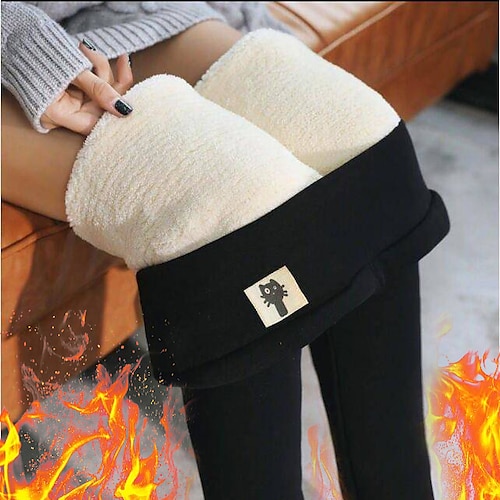 

Dame Fleecebukser Strømpebukse Leggings Fleecefôr SvartGrå Mørkegrå Grå Medium Midje Mote Daglig Elastisk Full lengde Midjekontroll Katt S M L XL XXL / Mager