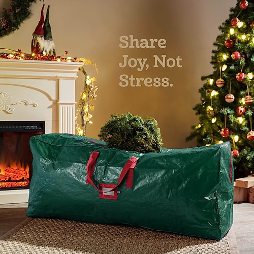 

Artificial Christmas Tree Storage Bag - Holiday Xmas Disassembled Trees with Durable Reinforced Handles & Dual Zipper - Waterproof Material Protects from Dust, Moisture & Insects (Green)