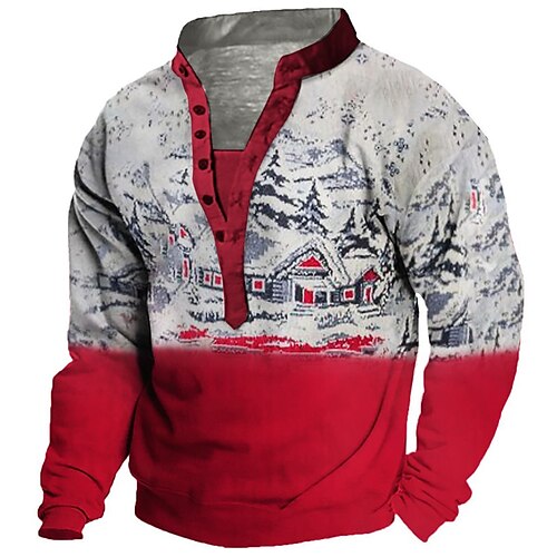 

Men's Sweatshirt Pullover Red Standing Collar Graphic Prints Ugly Christmas Print Casual Daily Sports 3D Print Streetwear Designer Casual Spring Fall Clothing Apparel Hoodies Sweatshirts Long