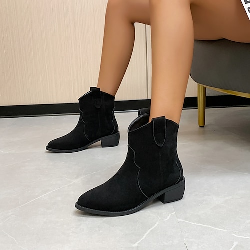 

Women's Boots Daily Combat Boots Booties Ankle Boots Winter Block Heel Pointed Toe Classic Walking Shoes Synthetics Loafer Solid Colored Almond Black