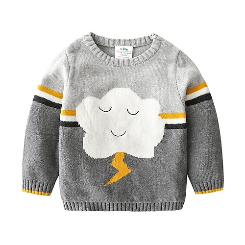 

Toddler Boys Sweater Graphic Long Sleeve Outdoor Adorable Gray Winter Clothes 7-13 Years / Fall