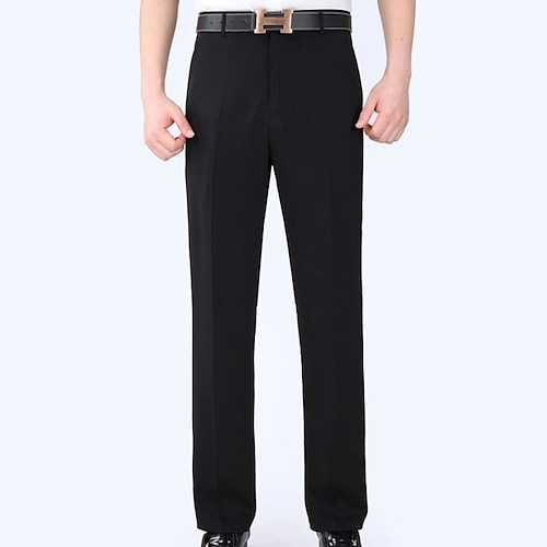 

Men's Dress Pants Trousers Pocket Straight Leg Solid Colored Breathable Soft Office Business Daily Chic & Modern Formal Smoky gray Light gray Micro-elastic